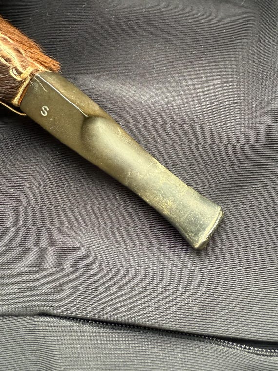 Vintage German Hunting Tobacco Pipe With Fur, Rustic Smoking Pipe