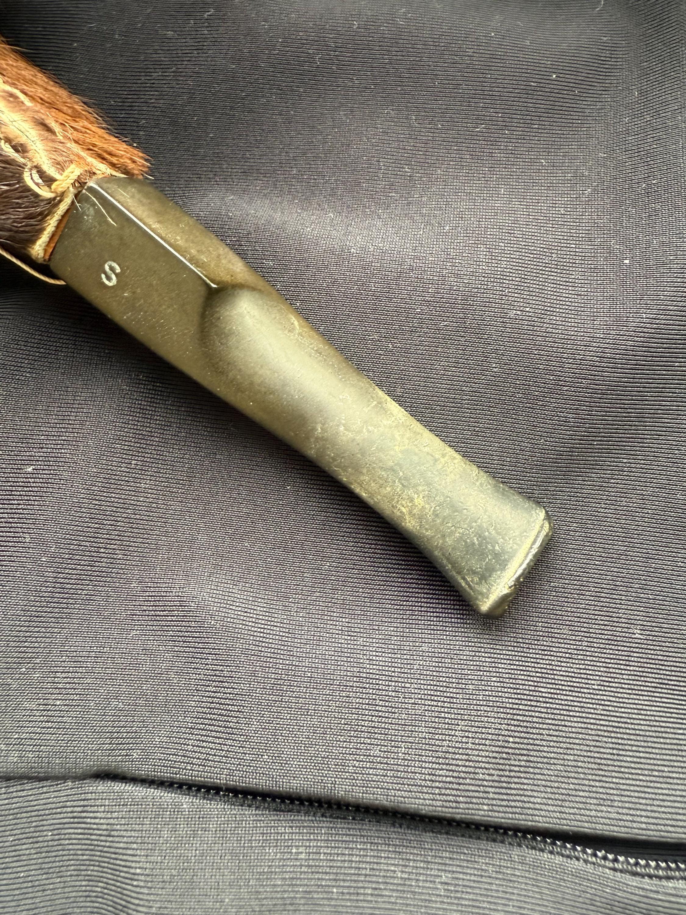 Vintage German Hunting Tobacco Pipe With Fur, Rustic Smoking Pipe