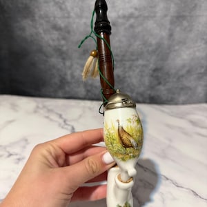 Vintage German Porcelain Hunting Pipe 12" (31cm) - Hand-Painted Pheasant Design - Unused "New Old Stock" - Traditional Gesteckpfeife - Tyrol