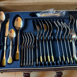 vintage Stainless Steel Cutlery Set / Fürst-Fürosil 18/8 Happy Day / BUTTERSCOTCH / Made in Germany / Furst - Furosil / 40 items