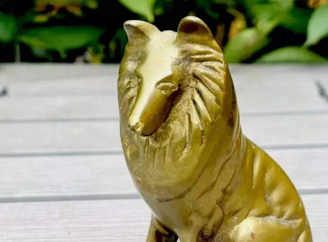 犬コリーの置物 陶器製 大型犬 引き取り限定 大型 コリー犬 陶器 置物 fit=