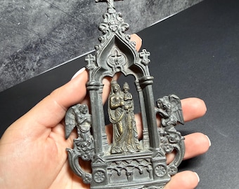 ヴィンテージ鋳鉄製聖母子像：抽象現代彫刻 - Etsy 日本