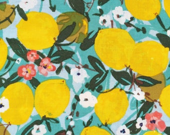 LAMINATED Cotton WIDE 57" with matte finish Tart Lemon from Cloud 9 by Alison Jannsen Sweet Beauties AKA Coated Cotton or Oilcloth