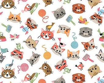 Cats life LAMINATED Cotton Fabric by Riley Blake Designs Waterproof & food safe coated cotton