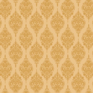 LAMINATED Cotton Fabric by the Half Yard by  Riley Blake Designs, Gold Damask Coated Cotton AKA Oilcloth Water Resistant