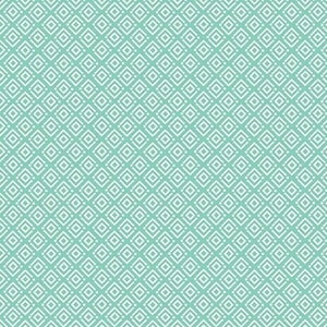 LAMINATED Cotton Fabric by the Yard by Riley Blake Designs, Geometric Seafoam background, Coated Cotton AKA Oilcloth Water resistant,