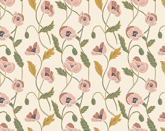 Riley Blake Poppies Flowers Laminated Cotton Fabric, Water Resistant