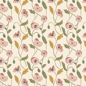 LAMINATED Cotton Fabric by the Yard by  Riley Blake Designs, Poppies & Flowers Coated Cotton AKA Oilcloth Water resistant