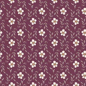 LAMINATED Cotton Fabric by the Yard by  Riley Blake Designs, Flowers with Purple background, Coated Cotton AKA Oilcloth Water resistant,