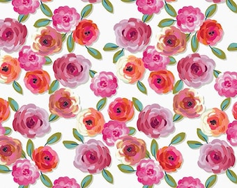 Floral Laminated Cotton Fabric, Poppies and Plumes by Riley Blake, Waterproof