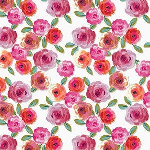 LAMINATED Cotton Fabric by the Yard Poppies and Plumes Floral By Blake Design, Coated Cotton AKA Oilcloth, Waterproof