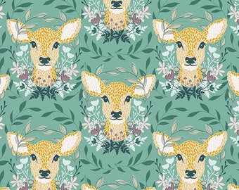 LAMINATED Cotton Fabric by the Half Yard by Riley Blake Designs, Deers, Coated Cotton AKA Oilcloth Water resistant,