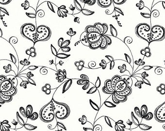 Laminated Cotton Fabric, Hearts and Flowers Print, Waterproof Coated Cotton