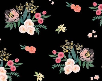 LAMINATED COTTON Exclusive Riley Blake Fantine Floral Green Fabric by the yard