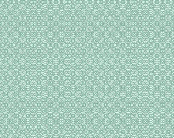 Tela de algodón laminado color verde mar, círculos Riley Blake, hule impermeable (81 x 107 cm)