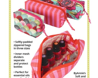 All Bottled up - Pattern byAnnie - Paper Pattern Cosmetic, essential oil, nail polish zippered bag