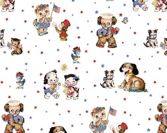 Riley Blake Laminated Cotton Fabric, Set Sail America Stars, Waterproof Oilcloth