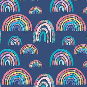 20”x20” LAMINATED Cotton Fabric by Riley Blake Designs, Rainbow, Coated Cotton AKA Oilcloth Water resistant