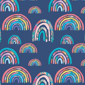 LAMINATED Cotton Fabric by the Yard by Riley Blake Designs, Rainbow, Coated Cotton AKA Oilcloth Water resistant,