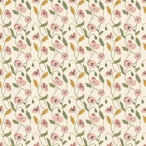 LAMINATED Cotton Fabric by the Half Yard Poppies & Flowers by Riley Blake Design, Coated Cotton AKA Oilcloth, Waterproof