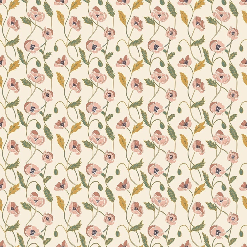 Beschichtete Baumwolle Stoff Meterware Poppies & Blumen von Riley Blake Design, Beschichtete Baumwolle AKA Wachstuch, wasserfest