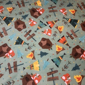 Flannel Cotton Fabric by the Yard (Riley Blake Designs, "Forest Animals")