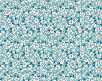 Laminated Cotton Fabric by Yard, Garden Blossoms, Waterproof Oilcloth Alternative (Half Yard)