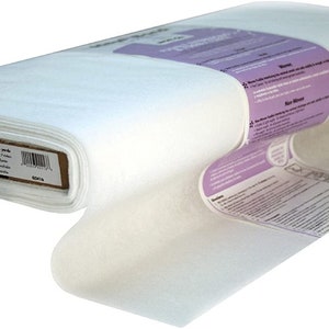 May include: A roll of white HeatnBond Medium Weight fusible interfacing. The packaging indicates the dimensions are 20 inches by 36 yards. The product is made of 100% polyester and is dry cleanable.