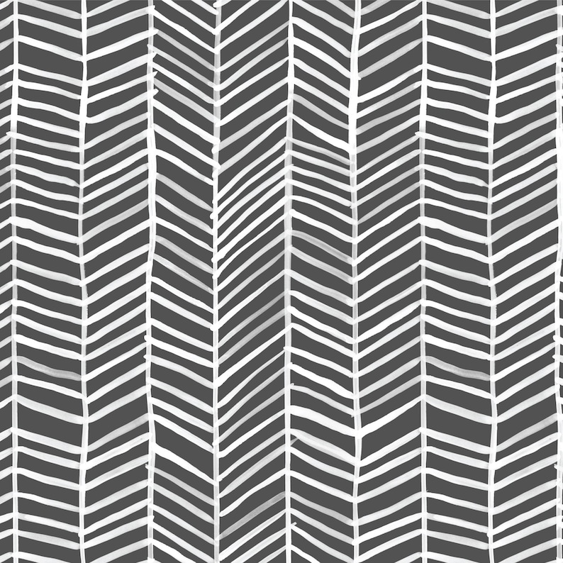 May include: A seamless pattern of white chevron stripes on a dark gray background. The stripes are hand-drawn and have a slightly uneven texture.