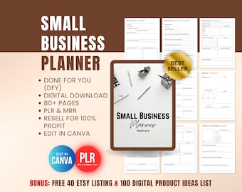 Small Business Planner: Canva Template with PLR + MRR (Digital Download)