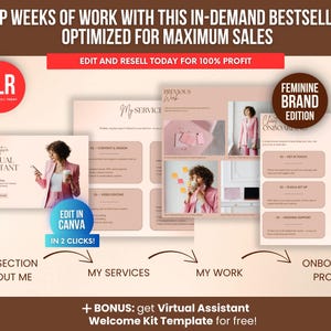 Virtual Assistant Canva Website Template PLR, Editable Sales Page ...
