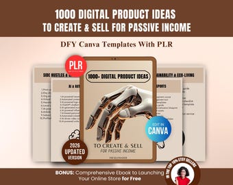 1000+ Digital Product Ideas with PLR, Canva Templates Guide, Done-For-You Digital Downloads, DFY Ebook Passive Income to Resell on Etsy