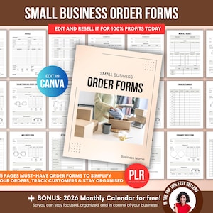Small Business Order Forms Bearbeitbar mit PLR, druckbare Canva-Formulare und Rechnungen, Done-For-You Canva-Vorlagen Digitales Produkt zum Verkauf auf Etsy