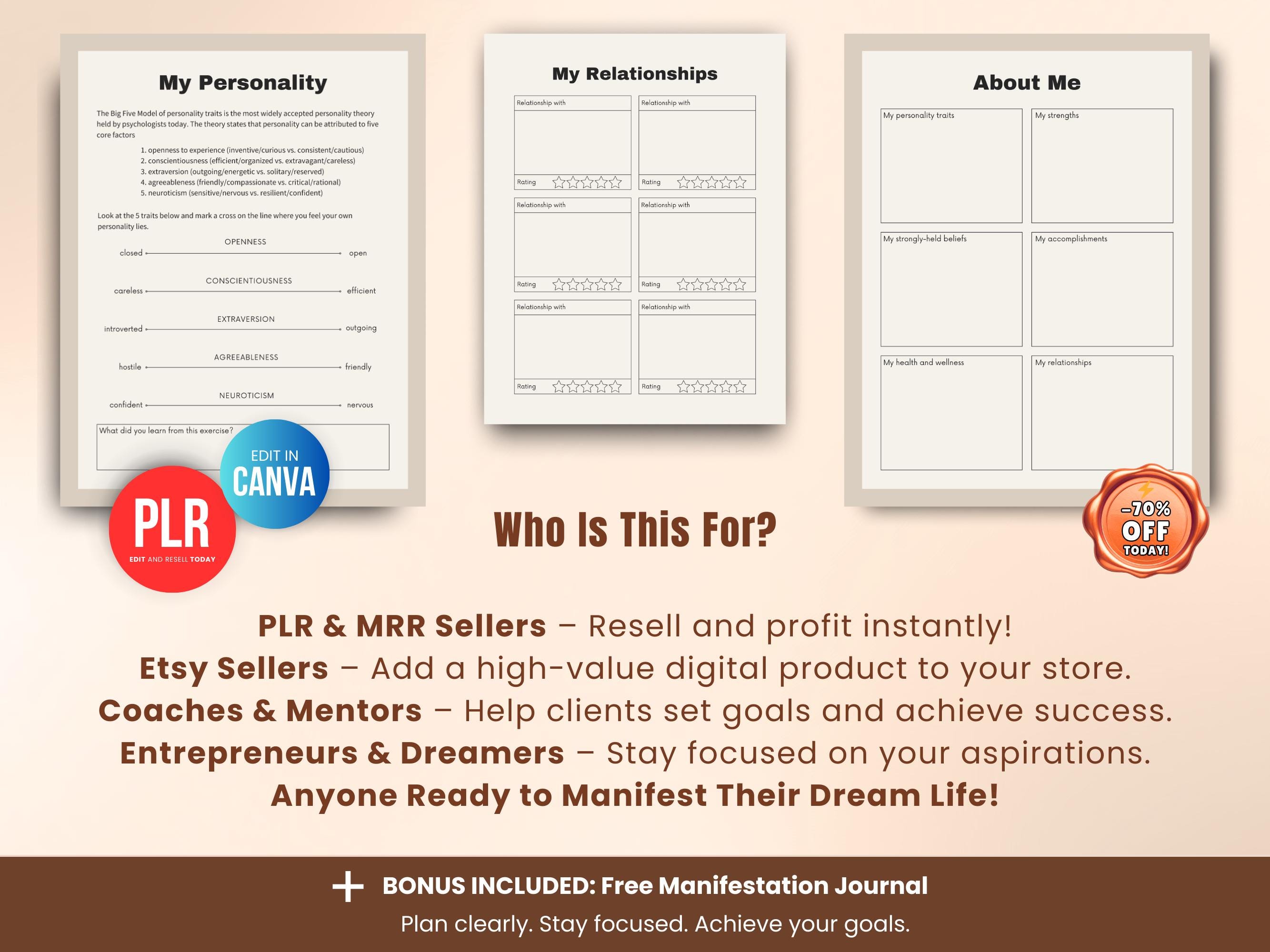 2026 Editable Vision Board Planner PLR Canva Templates, Printable Goal ...