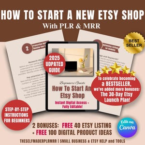 How To Start a New Etsy Shop Guide, New Etsy Seller Checklist, Etsy Beginner Guide, Successful Etsy Shop Template, Etsy Success Tips PLR MRR
