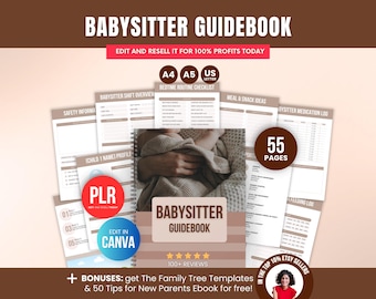 Babysitter Guidebook Printable with PLR, Done-For-You Editable Canva Templates Resale Rights, Nanny Binder, Babysitter Guide, Etsy Sellers