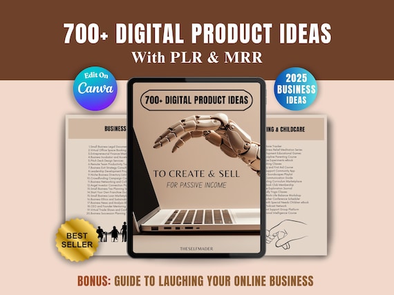 700+ Digital product ideas to sell for passive income with private label rights & master resell rights, done for you Canva template PLR MRR