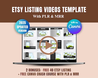 Etsy Listing Video Template Master Wiederverkaufsrechte PLR Etsy Listing Video Canva Mockup MRR Etsy Video Mockup Verkauf auf Etsy Digital Produkt