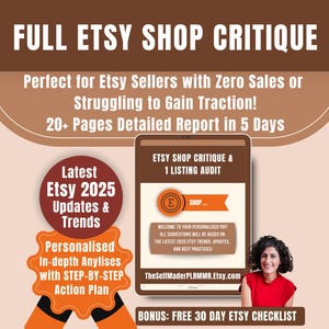 Ultimate Etsy Shop Full Critique Audit, Etsy Listing Audit, How to Sell on Etsy, Etsy Store Help with SEO review, Etsy Shop Seller Help