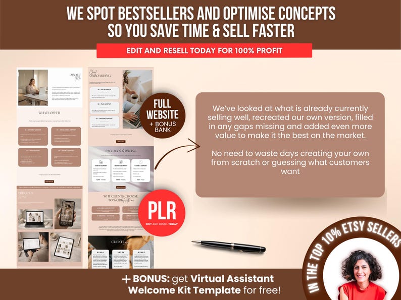 Virtual Assistant Canva Website Template PLR, Editable VA Website ...