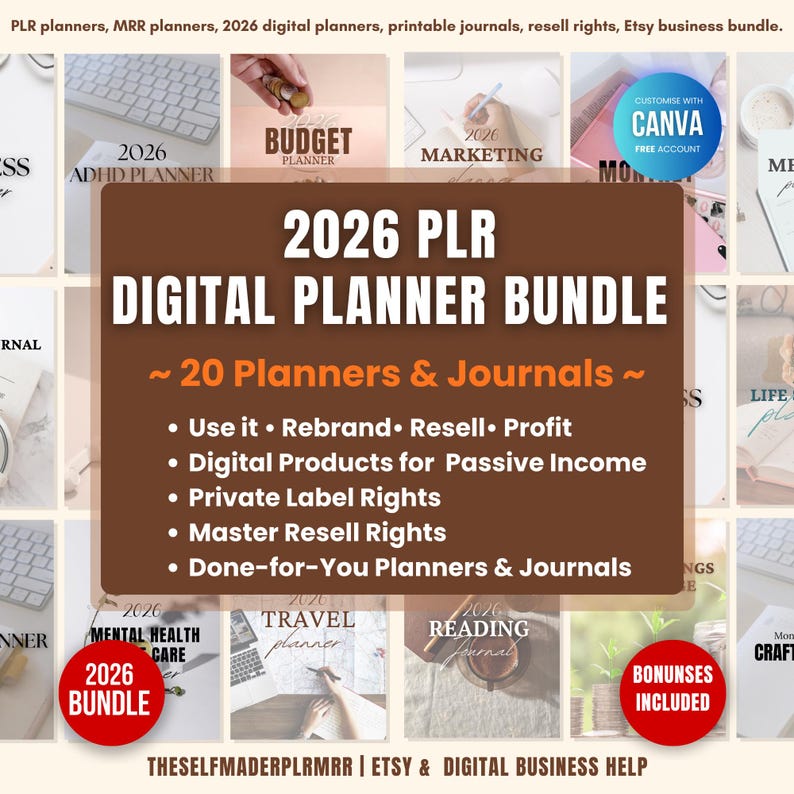 2026 Digital Planner Bundle With PLR, Editable Canva Templates, Done ...