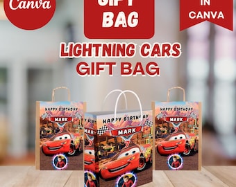 Etichetta per sacchetti regalo di compleanno Disney Cars / Modello modificabile (download digitale)