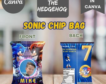 Sonic Chip Bag Template: Editable Party Favor (Digital Download)
