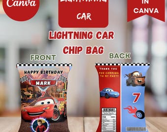 Lightning Car Chip Bag Template | Canva Editable (Digital Download)