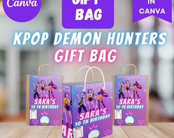 Editable Kpop Demon Hunter Gift Bag Label (Canva Template)