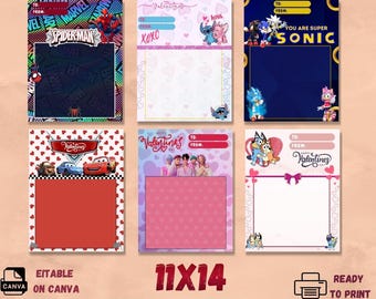 5+ Valentines Day Jumbo Treat Cards Template, Unique Joyful Designs, 11x14 In, Jumbo Treat Card Template: Canva Editable (Digital Download)