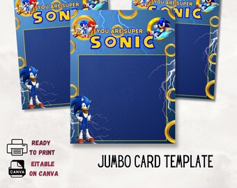Sonic Valentine's Day Jumbo Card Template (Canva Editable, Print Ready)