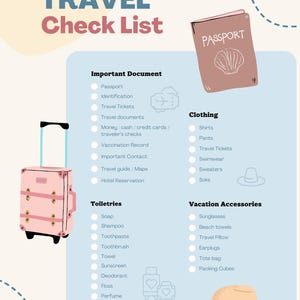 Travel Checklist | Printable Vacation Packing List | Digital Travel Organizer