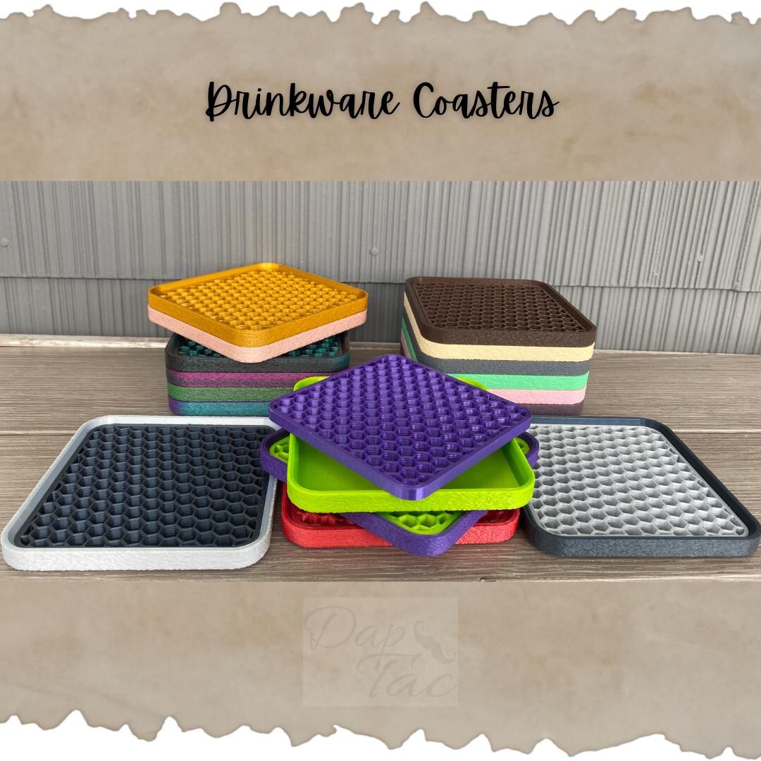 3D Printed Drink Coasters, Interchangeable Grid, 24 Colors - Etsy