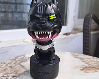 Cyberpunk 2077 Bobblehead dog with glowing eyes for car